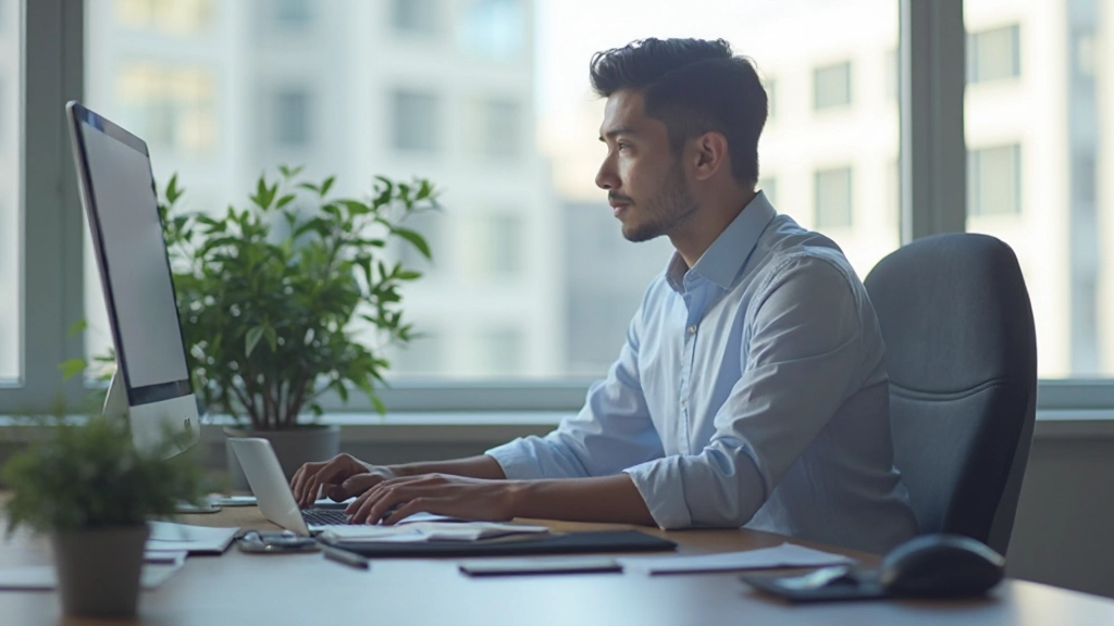 Сосредоточенный профессионал работает в спокойной среде с максимальной концентрацией